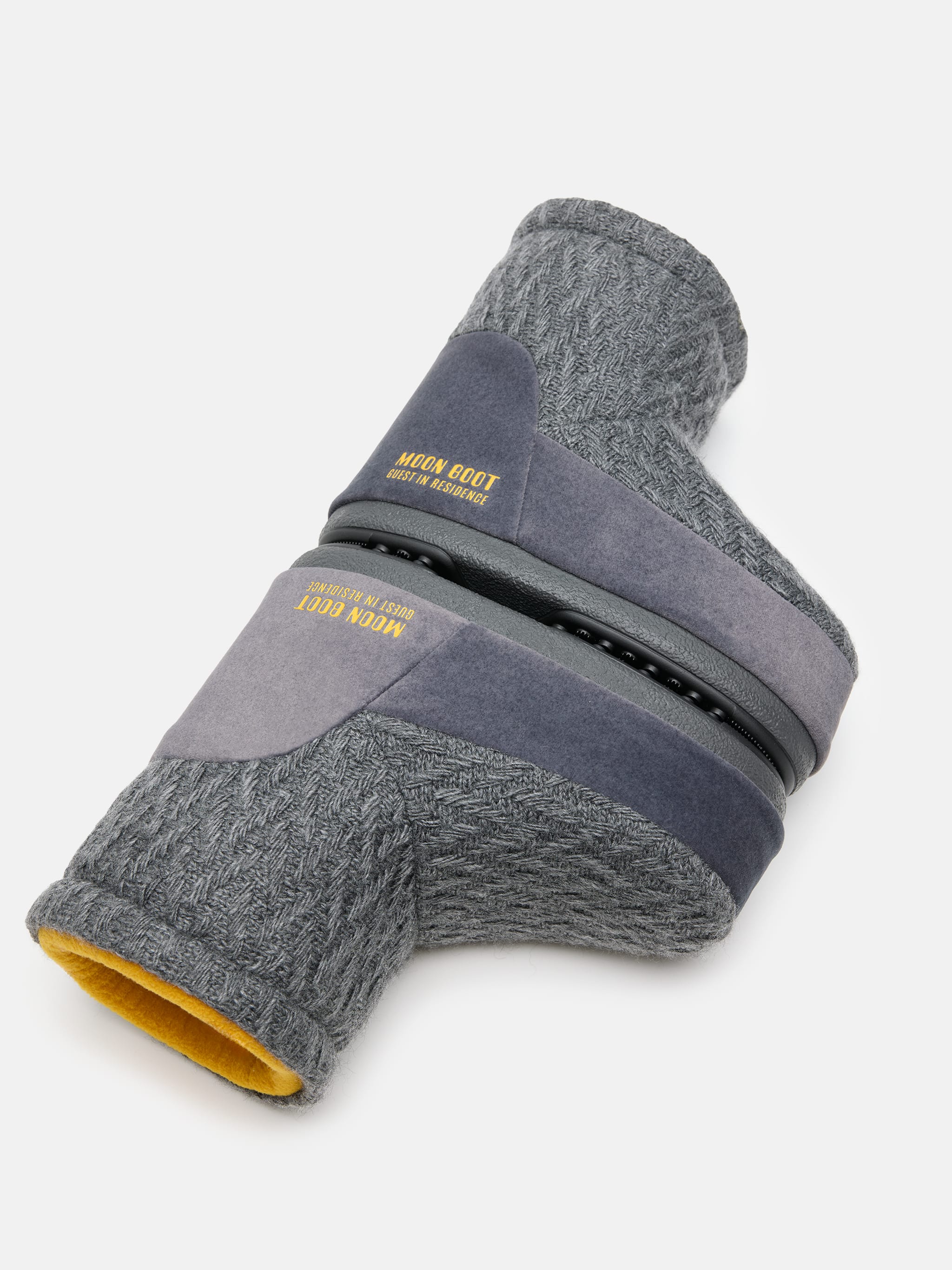 MOON BOOT X GUEST IN RESIDENCE ICON LOW NO LACE GREY KNIT BOOTS