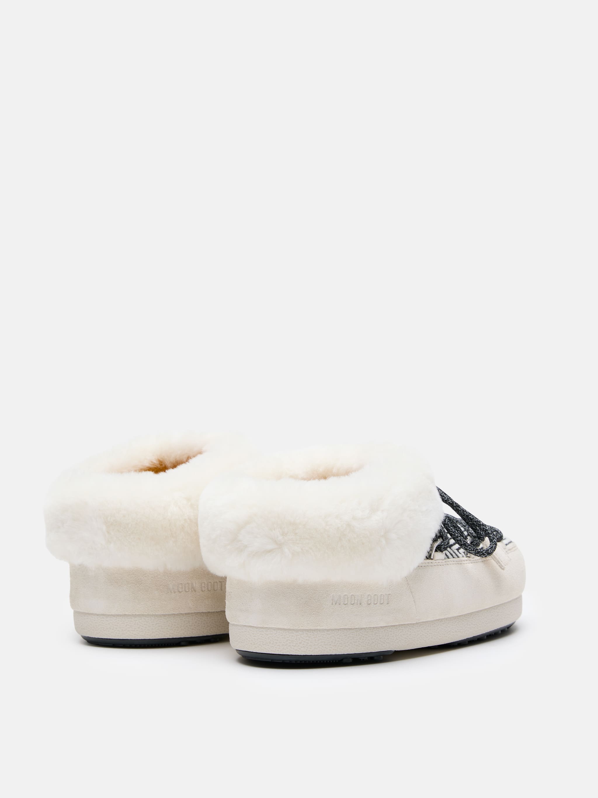 MOON BOOT X GUEST IN RESIDENCE EVX CHALET WHITE SAND FAUX FUR MULES