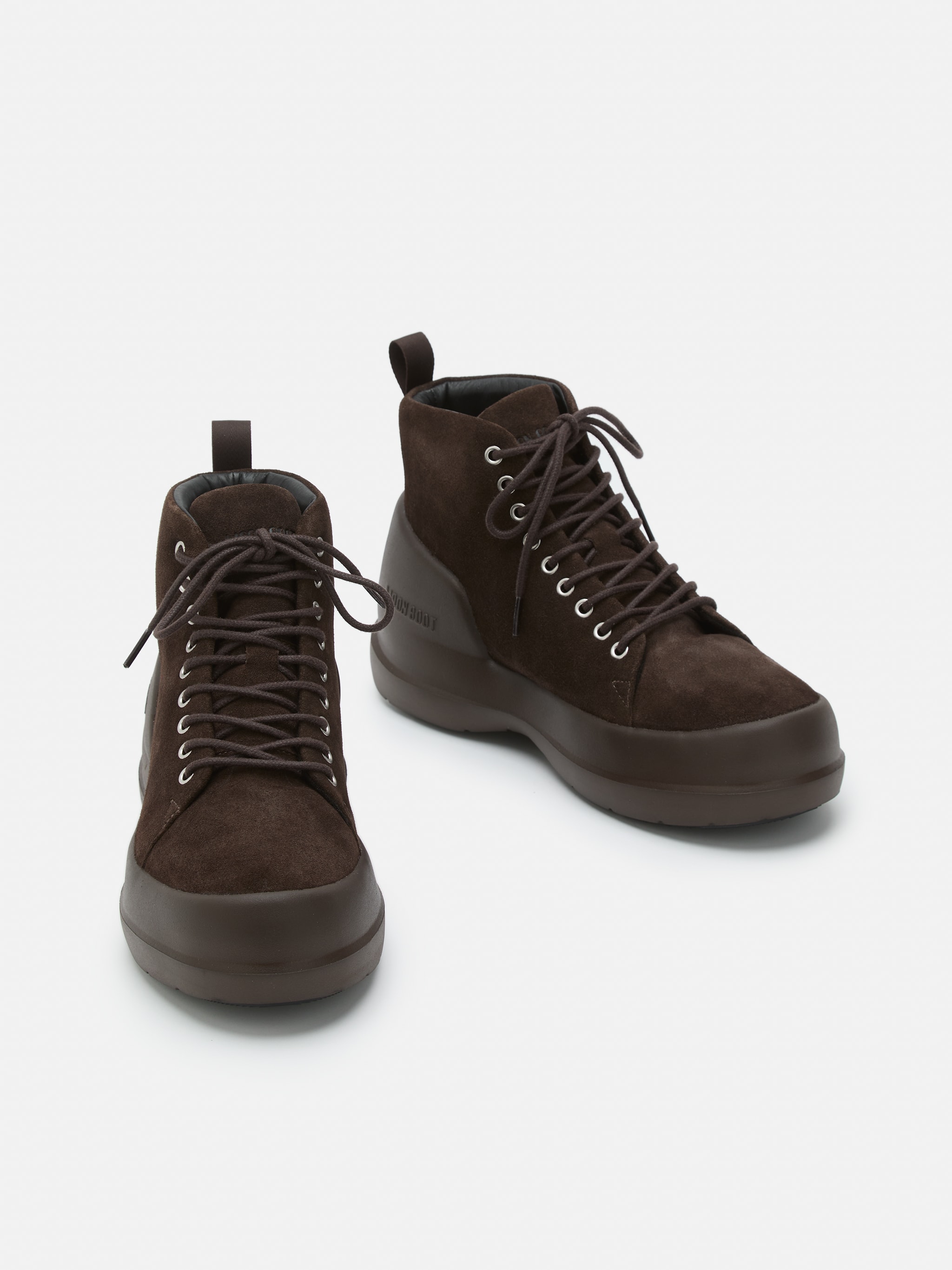 MEZZALUNA DARK BROWN SUEDE LACE UP MID BOOTS