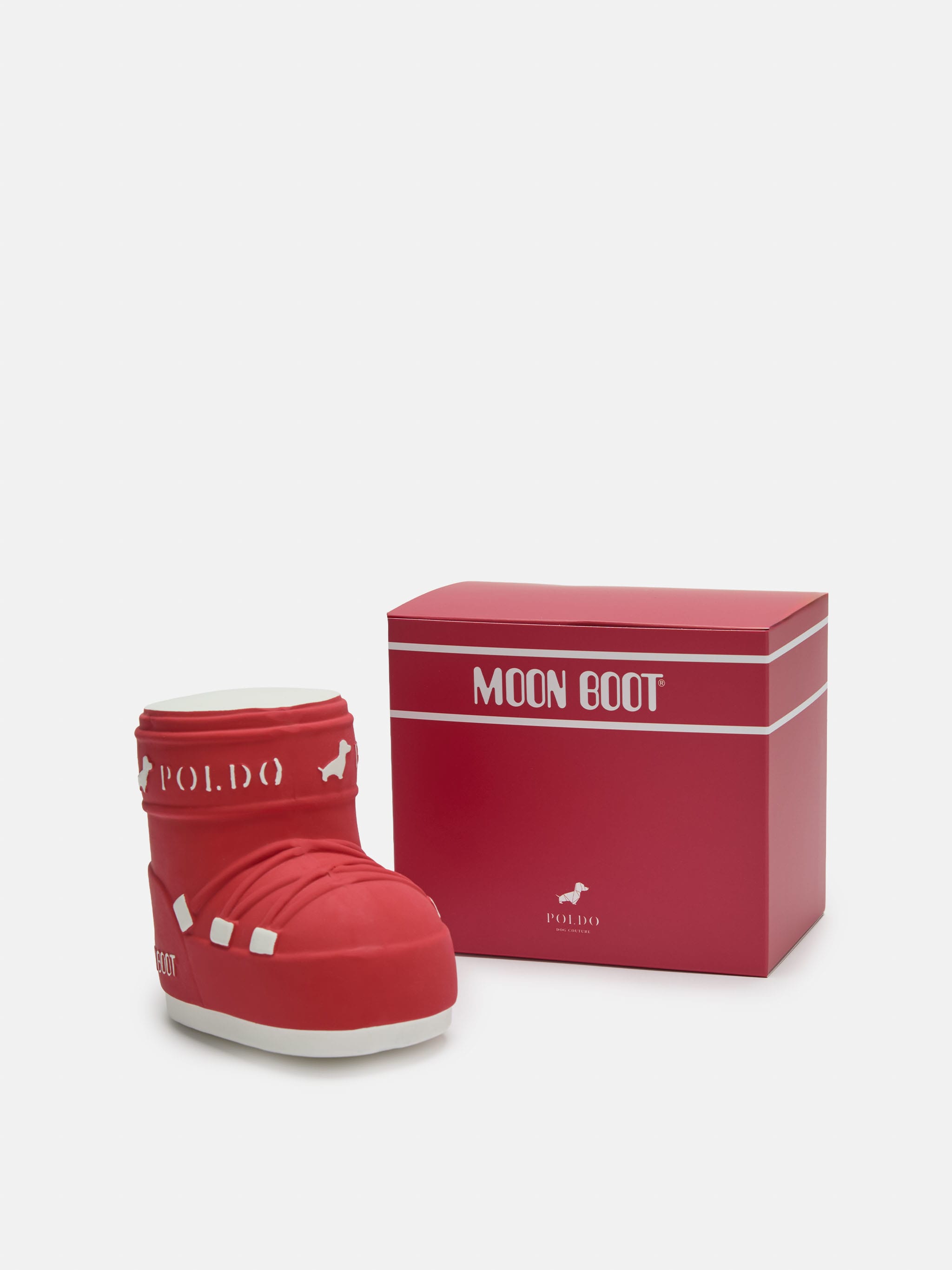 MOON BOOT X POLDO DOG COUTURE RED SQUEAKY DOG TOY