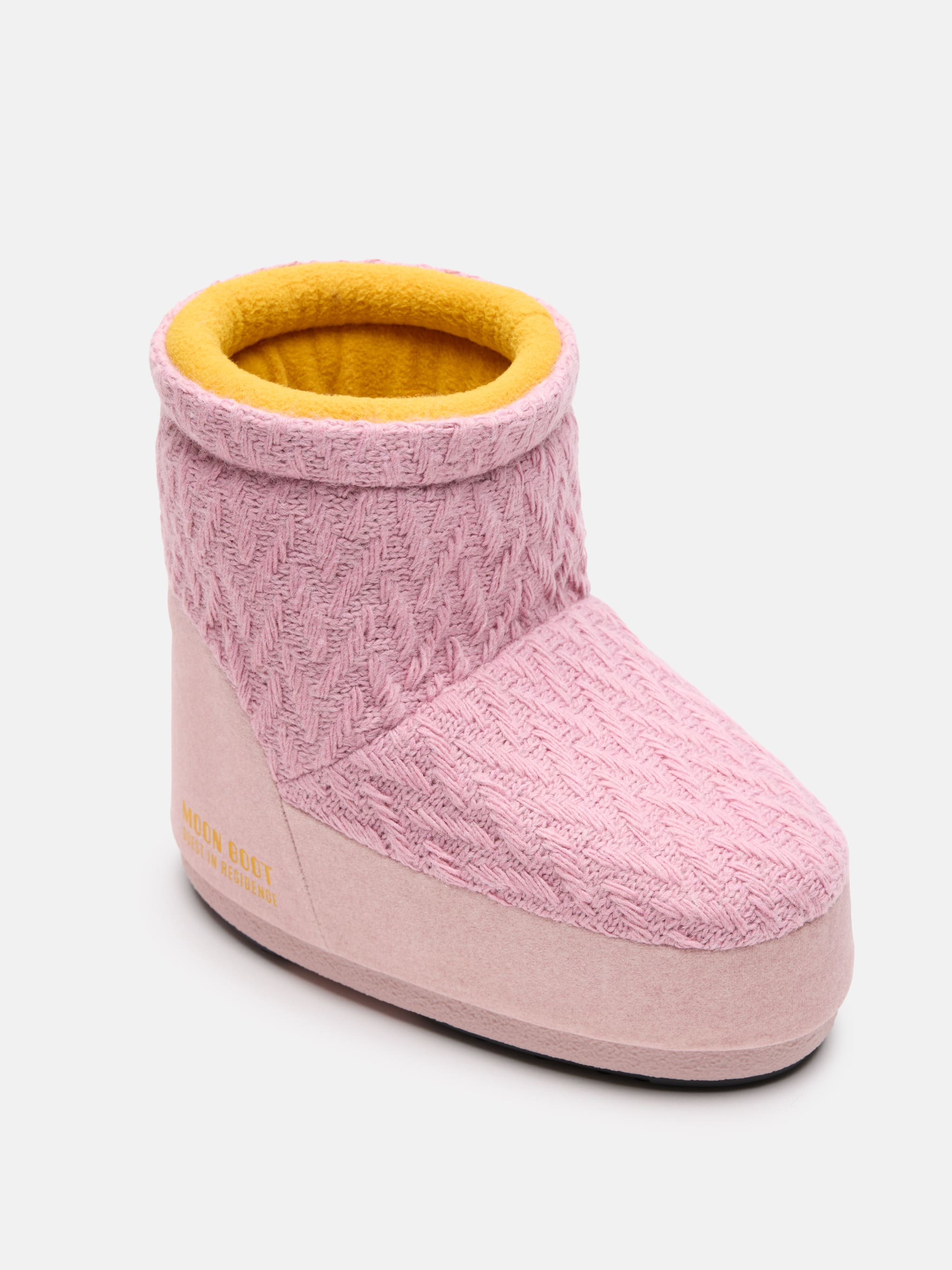 MOON BOOT X GUEST IN RESIDENCE ICON LOW NO LACE ROSE KNIT BOOTS